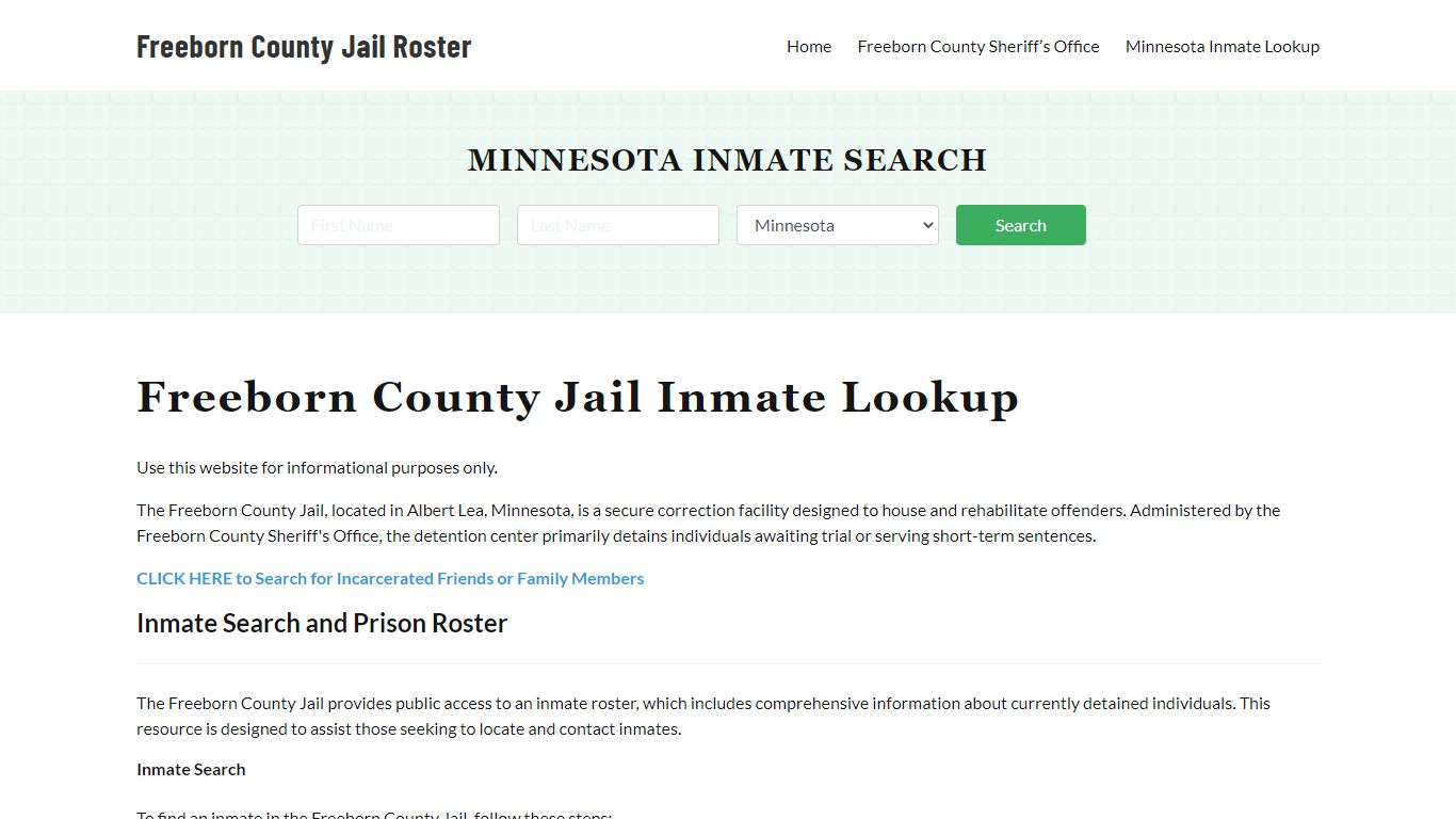 Freeborn County Jail Roster Lookup, MN, Inmate Search